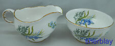 England Melba Fine Bone China White Creamer and Sugar bowl with Blue Flowers picture