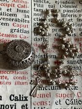 SILVER FILIGREE ROSARY : St. Augustine in adoration of the Madonna with child  picture
