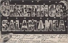 Greetings from Salamanca New York Moon 1908 Utica Salamanca PM Postcard picture