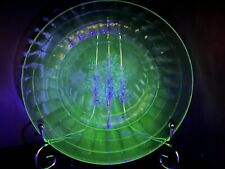 Vintage Green Uranium Jeanette Snowflake Block Optic Glass Plate picture