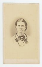 Antique CDV Circa 1870s Lovely Older Woman Wearing Beaded Necklace & Earrings picture