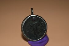 Lovely Ancient Roman Bronze Coin Pendant with modern Metal Mounting picture