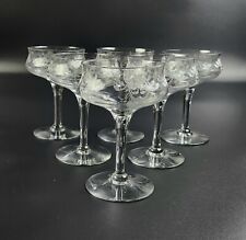 Antique/Vintage Crystal Etched - Champagne/Tall Sherbet Glasses - Set of 6 - 5