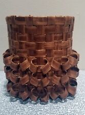Vintage 1980 CURL WEAVE Woven BASKET Signed & Dated 6 ¼” Tall picture