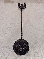 Antique Copper Champleve Enamel Spoon w Twisted Handle Ottoman Star & Crescent picture