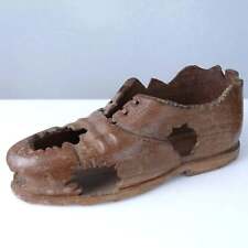 Antique Folk Art Carved Wood beat up Shoe picture