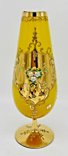 VTG Venetian Murano Glass 12” Vase With Gold & Raised Florals Hollywood Regency picture