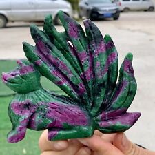 353G Natural green ruby zoisite (anylite) hand carved fox crystal therapy picture