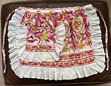 Vintage Apron Skirt Half Apron 60’s 70’s Funky Print Pink Green Frilly Pocket picture