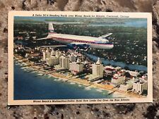 Vintage Postcard Delta DC-6 Over Miami Beach - Linen - 1950's - Curt Teich picture