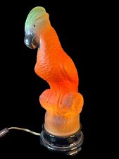 Antique Tiffin Glass Parrot Lamp Black Base 13