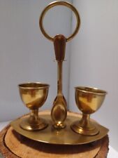 Vintage Dual/Twin Metal Egg Server Two-Tone w/Spoons picture