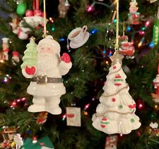 Lot Of 2 Lenox VERY MERRY SERIES Christmas Ornaments: Santa • Christmas Tree picture