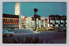 Postcard Miami Beach Florida Dunes Motel Scenic Night Street View FL picture