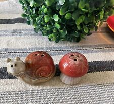 Ceramic Snail & Mushroom Salt & Pepper Shakers- 2” picture