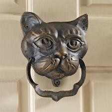 Victorian Antique Replica Cast Iron Good Luck Black Cat Feline Door Knocker picture