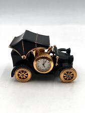 Vintage Ford Model T GM Table Desk Clock Metal Brass Black Gold Convertible RARE picture
