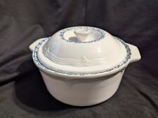 Corelle Casserole Dish w/ Lid, White with Blue Trim, Stoneware (?) - PRE-OWNED  picture