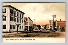 Springvale ME- Maine, Main Street Looking North, Antique, Vintage Postcard picture