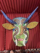 Vintage Mexican Folk Art Wood Mask Hand Painted picture