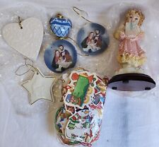 Mixed NOS Vintage Christmas Lot Figures Ornaments Cards Tags Heart Locket XMAS picture