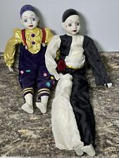Vintage Ceramic Harlequin Jester Clown Dolls Big 25in 34in” picture