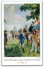 c1920's General Washington Takes Command at Cambridge Massachusetts MA Postcard picture