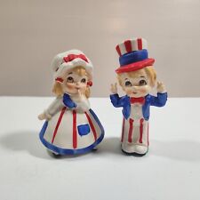 Vintage Lefton Patriotic Uncle Sam Betsy Ross Figurine Kitsch 1970's 4th Of July picture