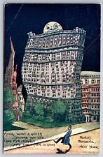 NYC Postcard 1910 Trinity Building Moonlight hiding gay interest quote Postcard picture