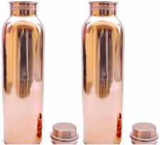 Handmade 100% Copper Hammered Set of 2 Pcs Water Bottle Natural Health Benifit picture