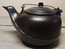 Antique 1800's Large Cast Iron Tea Kettle 10+lb. Bail Handle Gate Mark No Holes picture
