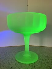 Vintage Uranium Vaseline Glass Pedestal Candy Dish. 6 In. Tall X 5 In. Diam. picture