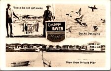 Rockport Texas TX Cottage Haven Multiview RPPC Photo Postcard Fishing Ducks Pier picture