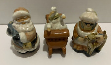 Louisville Stoneware Santa Mrs. Claus & Sleigh Geese Christmas Figurines 4.5 in. picture