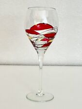 Mosaic Stained Glass Wine Glass 10 Oz Red Gold Black 9” x 3” EUC picture