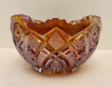 Vtg Indiana Heirloom 8” Sunset Carnival Glass Amberina Red Bowl Sawtooth Rim picture