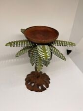 Vintage Beautiful Cast Iron Palm Tree Candlestick Holders 10” Tall picture