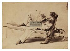 DRUNK MAN LAYING PASSED OUT IN WHEELBARROW VINTAGE 1800s 5X7 PHOTO picture