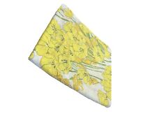 Vintage 60s Burlington Full Double Flat Sheet Bright Yellow Flowers Percale picture
