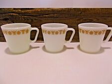 Vintage Pyrex Butterfly Gold 1 Pattern Cups – D Handle Coffee Cups Set of 3 picture