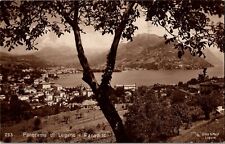 Panorama di Lugano Lake & City Paradiso Switzerland 1924 Postcard RPPC Photo picture