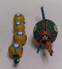 Vintage Armadillo& Worm Bobble Head  Beads Hand Painted Mexican Folk Art Minis picture