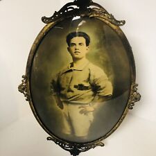 Antique Victorian portrait photo￼ Domed Glass Ornate Oval Large Frame sportsman picture
