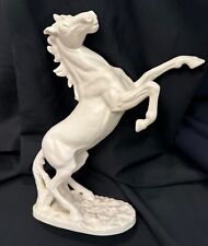 Vintage Porcelain White Stallion Horse Statue Flora Plateel 560 Gouda Holland picture