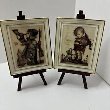 Goebel Hummel Figurine Set Of 2 Porcelain Picture IN Stand Height 6 5/16in Width picture