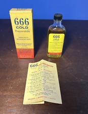 Vintage 666 Cold Preparation Analgesic Medicine Bottle and Box RARE picture