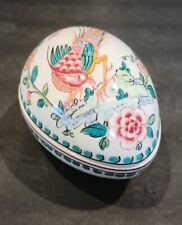 Egg Shaped Trinket Box Anfora Agueda Porcelain Hand Painted Bird Ferreira picture