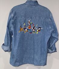 Disney Store Mickey Mouse & Friends Denim Vintage Music Embroidered Shirt Large picture