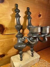Vintage Pair Cast Metal Wall Taper Candle Holders Beautiful Patina 15 Inch picture