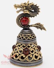 Brass Amber Figurine Bell with the Chinese Dragon on top IronWork picture